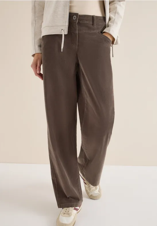 Wide Leg Cordhose misty taupe