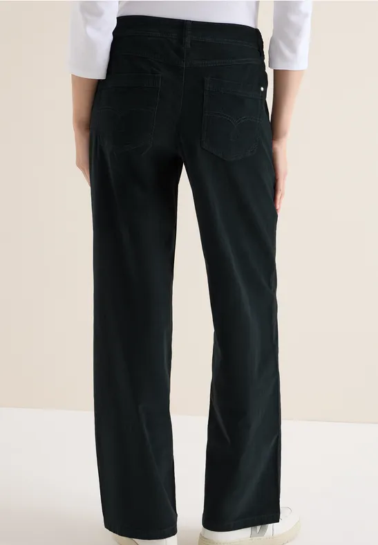 Wide Leg Cordhose dark emerald green