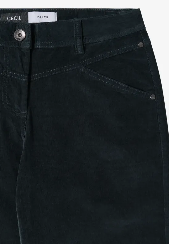 Wide Leg Cordhose dark emerald green
