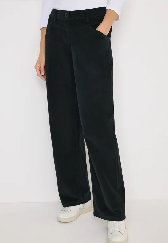 Wide Leg Cordhose dark emerald green