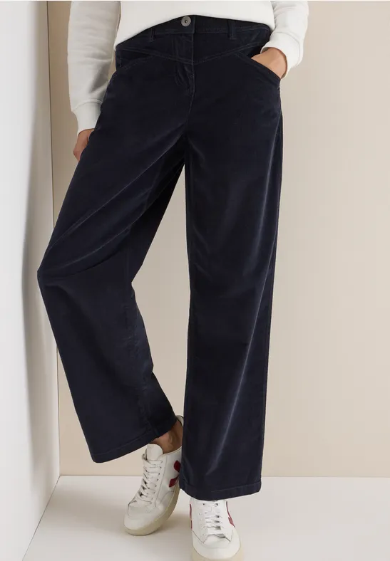 Wide Legs pantalon en velours côtelé dark blue corduroy
