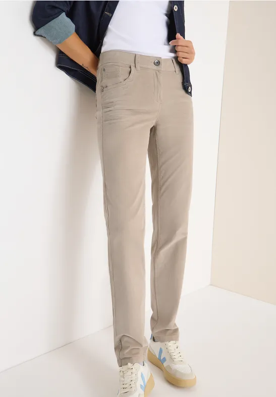 Slim Fit Cordhose silvery beige