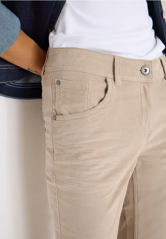 Slim Fit Cordhose silvery beige