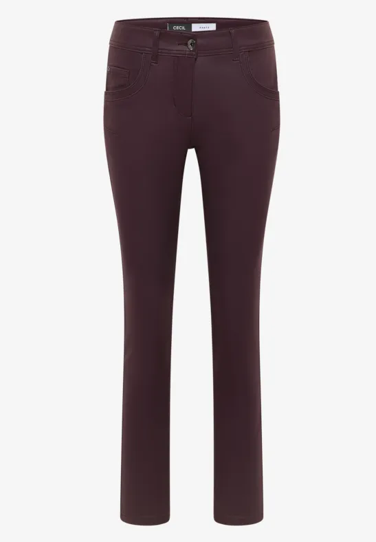 Broek in lederlook eggplant red