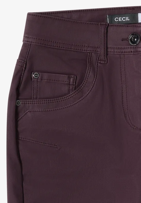 Broek in lederlook eggplant red