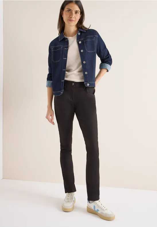 Broek in lederlook tartufo brown
