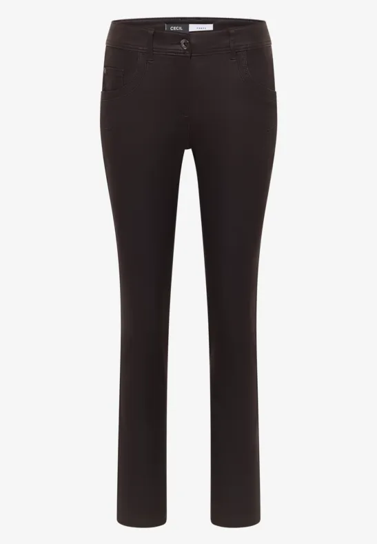Broek in lederlook tartufo brown