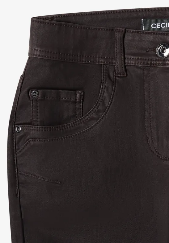 Broek in lederlook tartufo brown