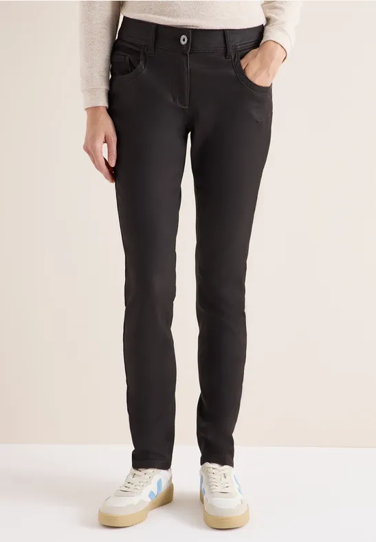 Broek in lederlook tartufo brown