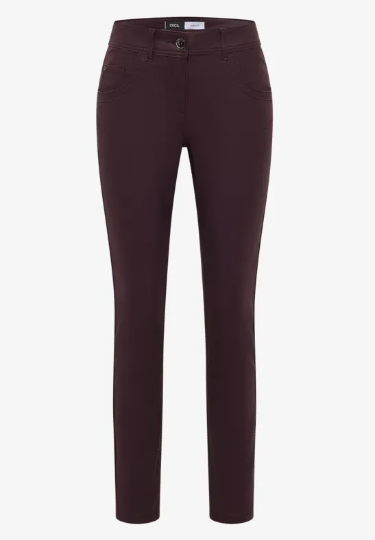 Broek in lederlook eggplant red
