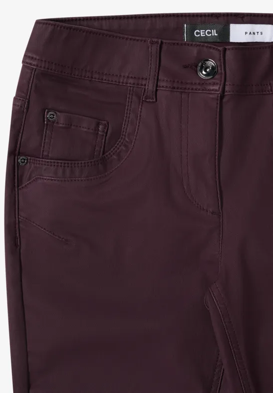 Broek in lederlook eggplant red