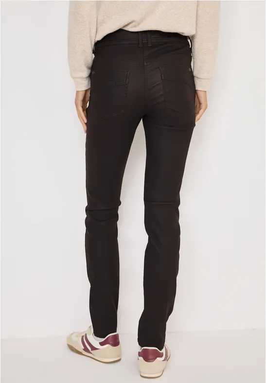 Broek in lederlook tartufo brown
