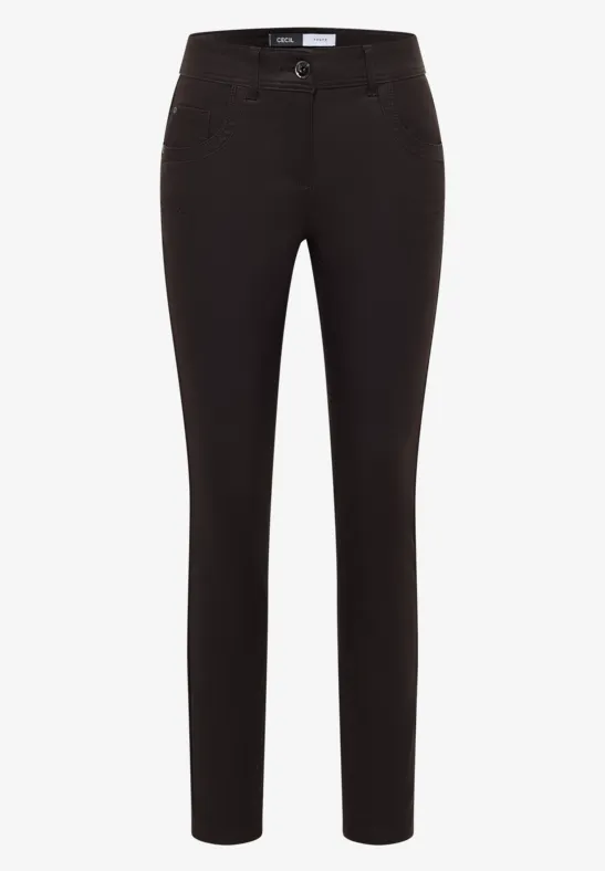 Broek in lederlook tartufo brown