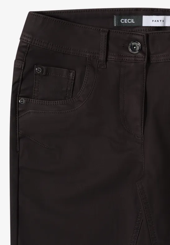Broek in lederlook tartufo brown