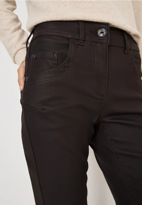 Broek in lederlook tartufo brown