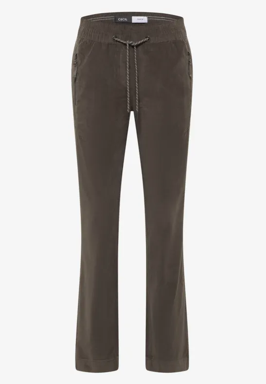 Comfortabele corduroy broek misty taupe