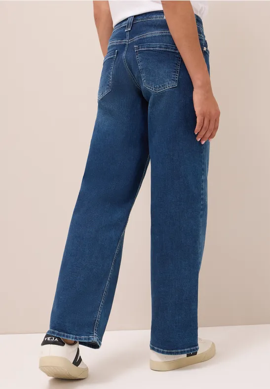 Wide Legs Jeans mid blue used wash
