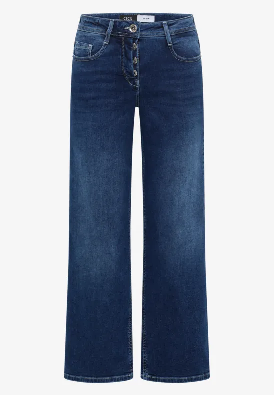Wide Legs Jeans mid blue used wash