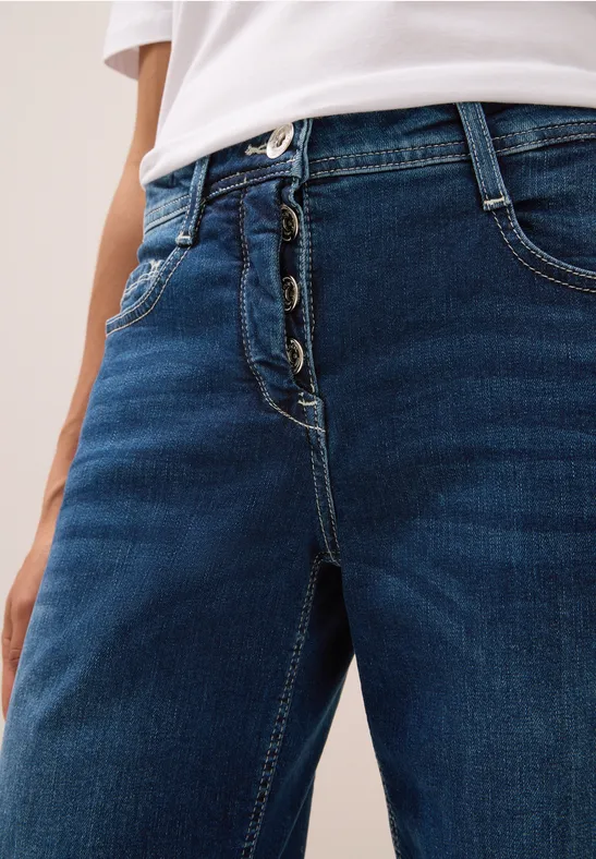 Wide Legs Jeans mid blue used wash