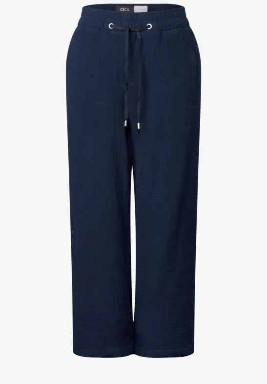 3/4 Wide Leg Musselin Hose urban navy blue