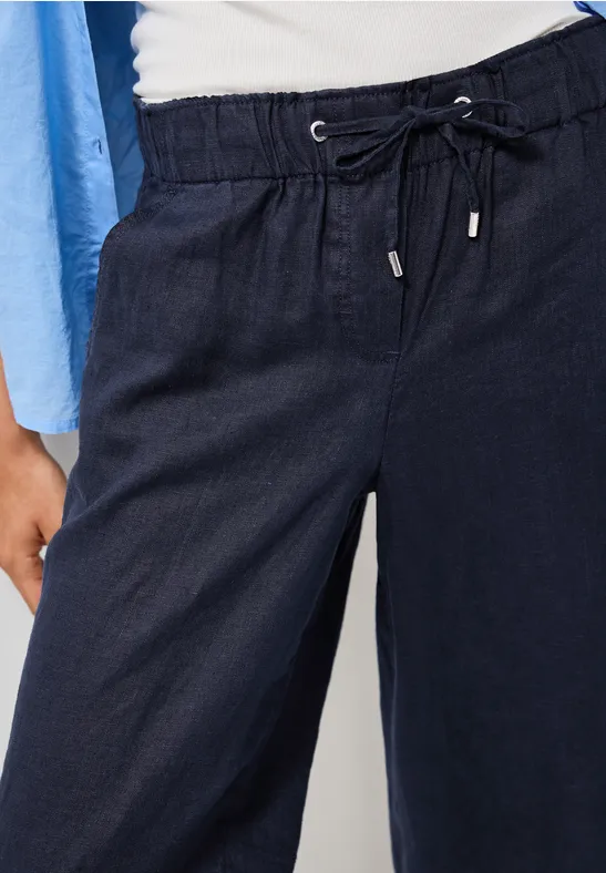 Wide Leg Leinenhose universal blue