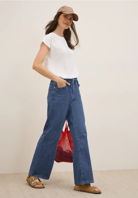 Wide Legs jeans met flared pijpen mid blue wash