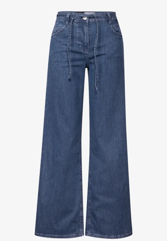 Wide Legs jeans met flared pijpen mid blue wash