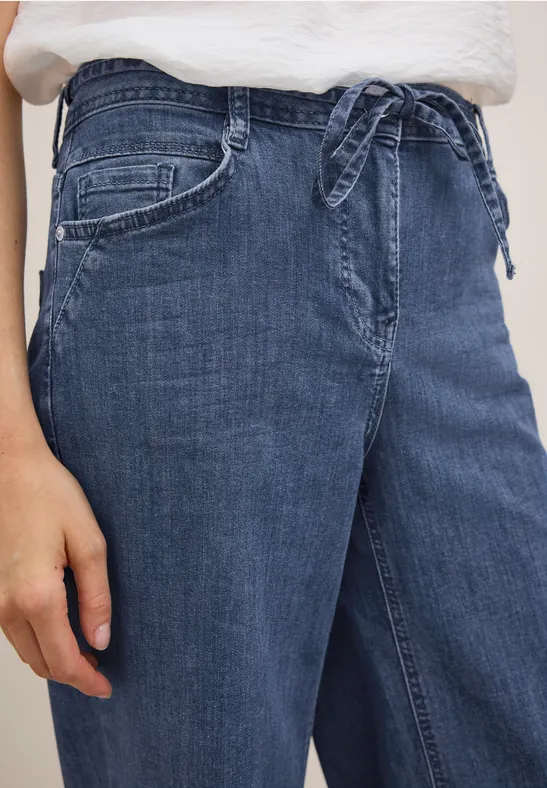 Wide Legs jeans met flared pijpen mid blue wash