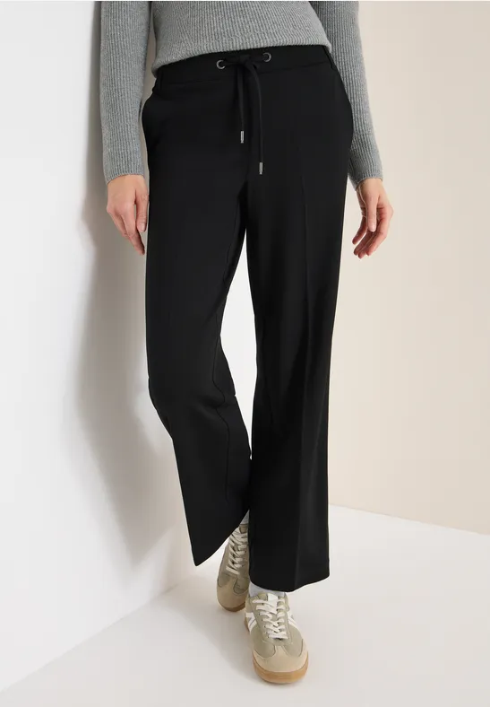 Straight Leg Jersey-Hose Black