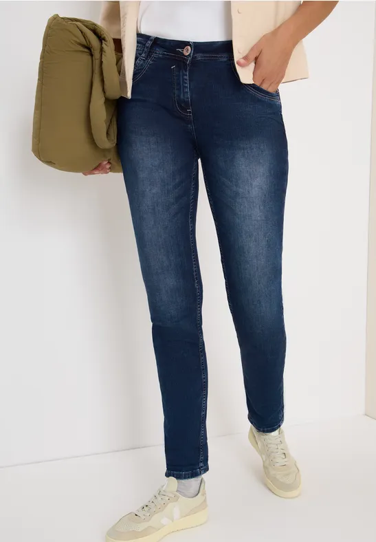 Straight Leg Jeans mid blue used wash