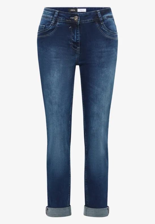 Straight Leg Jeans mid blue used wash