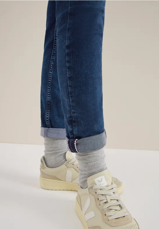 Straight Leg Jeans mid blue used wash
