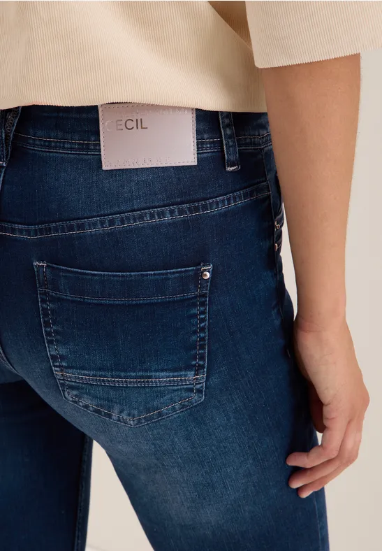 Straight Leg Jeans mid blue used wash