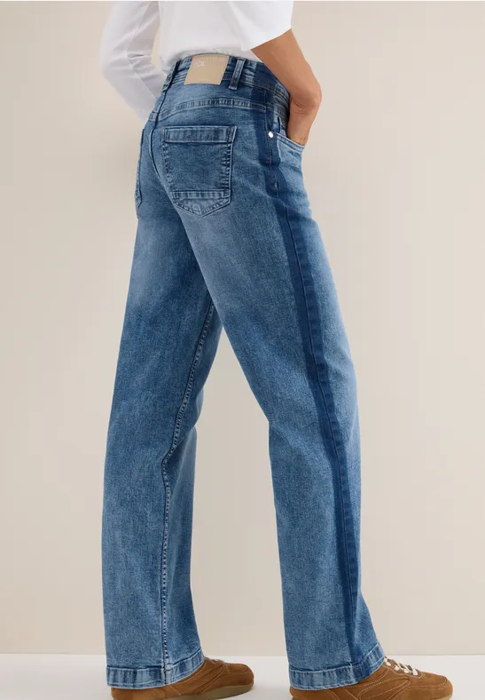Jeans mit Gallonstreifen light blue washed