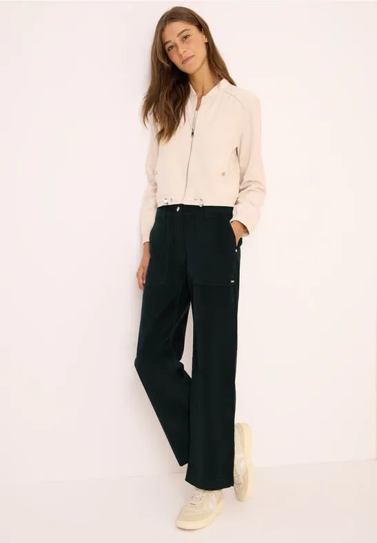 Wide Legs pantalon en velours côtelé ink green