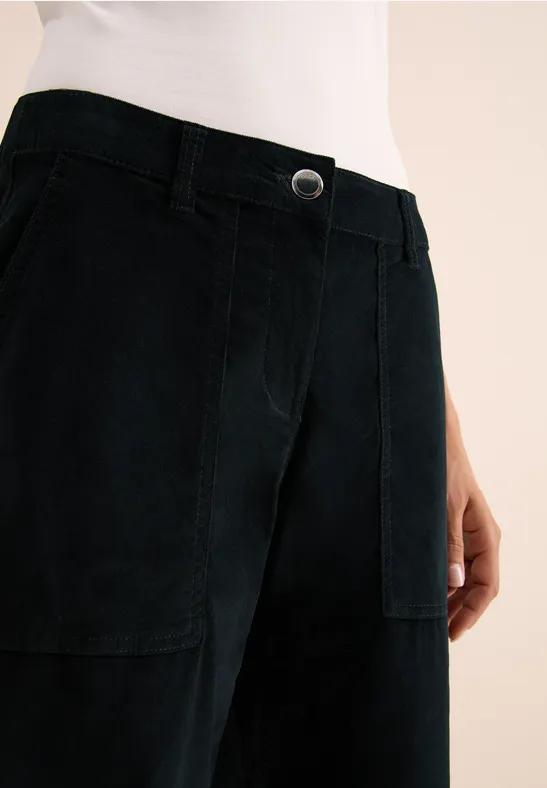 Wide Legs pantalon en velours côtelé ink green