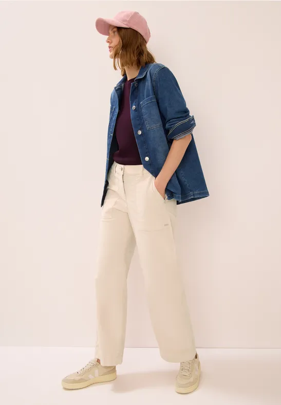 Wide Leg Cordhose oat milk beige