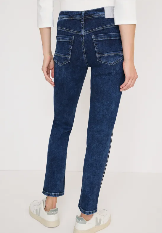 Jeans mit Gallonstreifen mid blue used wash
