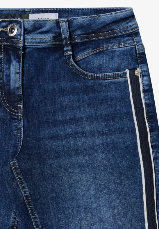 Jeans mit Gallonstreifen mid blue used wash