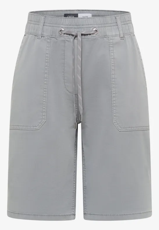 Grijze heren short met elastische taille, trekkoord en opgezette zakken