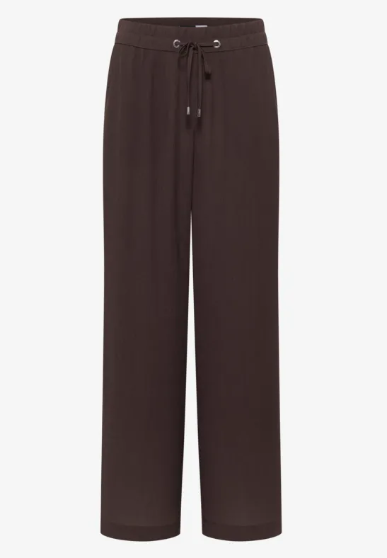 Braune Hose mit weitem Bein und Tunnelzug am Bund