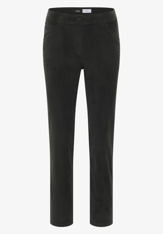 Schwarze Cordhose mit geradem Schnitt und aufgesetzten Taschen