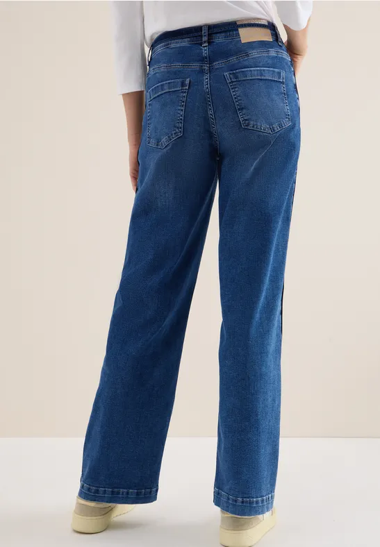 Jeans mit Gallonstreifen mid blue wash