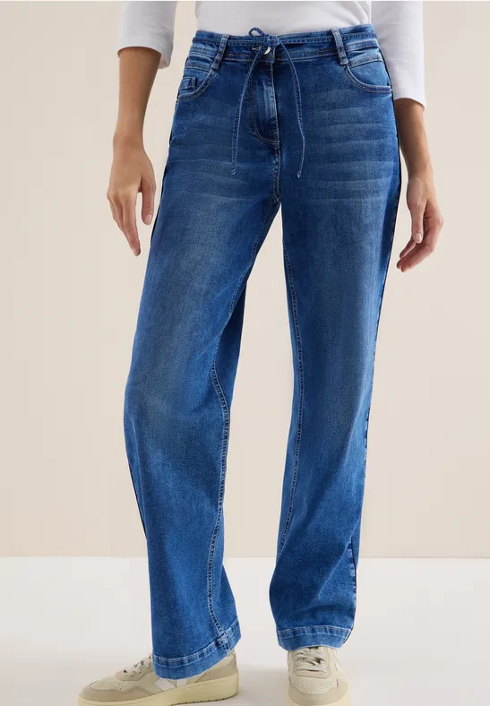 Jeans mit Gallonstreifen mid blue wash