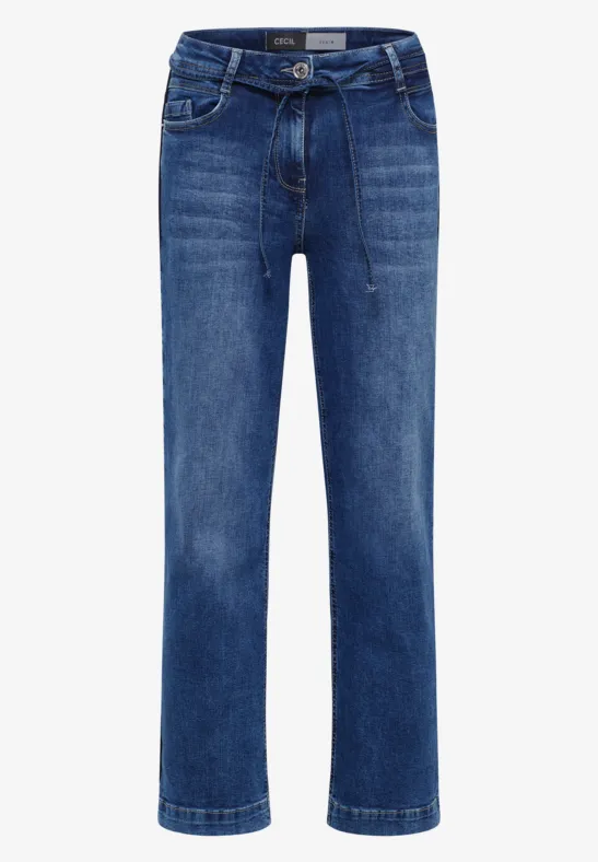 Jeans mit Gallonstreifen mid blue wash