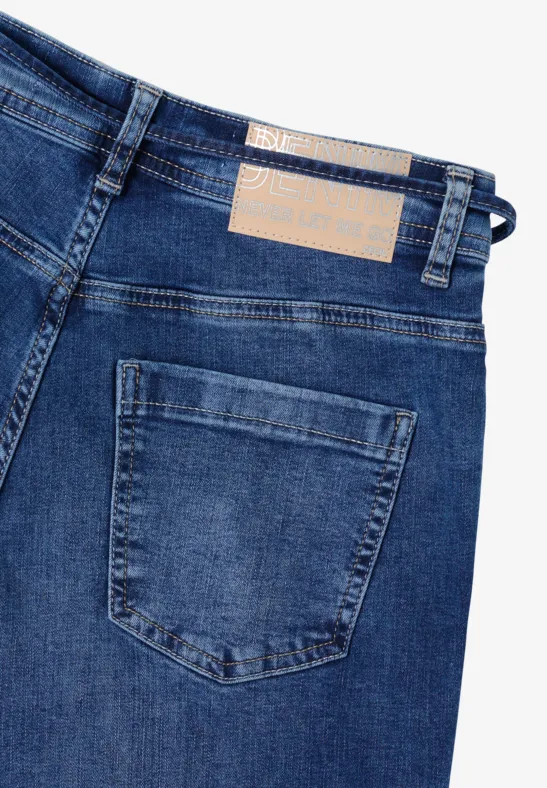 Jeans mit Gallonstreifen mid blue wash
