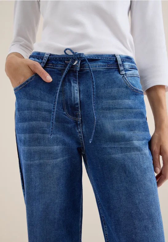 Jeans mit Gallonstreifen mid blue wash