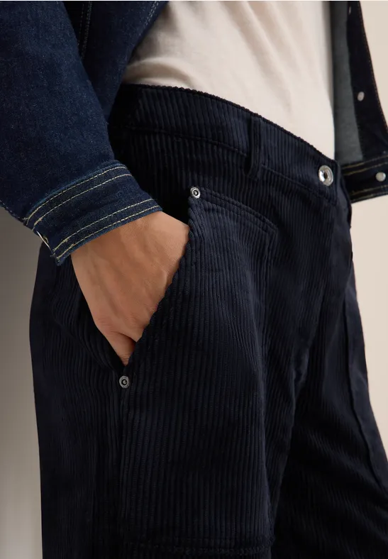 Wide Leg Cordhose urban dark blue