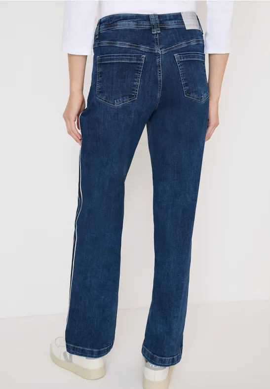 Jeans mit Gallonstreifen mid blue used wash