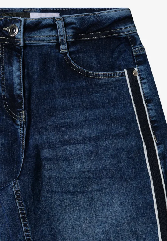 Jeans mit Gallonstreifen mid blue used wash